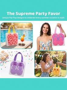 4/6/30pcs Beach Elements Non-Woven Fabric Gift Bags, Summer Holiday Style Tote Bags, Beach Party Storage Bags, Beach Travel Souvenir Bags, Outdoor Picnic Gift Packaging Bags, Beach Theme Party Favor Bags, Casual Holiday Portable Shopping Bags, Beach Style Decor Gift Bags, Holiday Party Giveaway Storage Bags, Durable Breathable Non-Woven Tote Bags With Beach Season Elements Printing - J-Multicolor - View 2