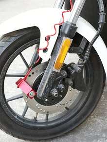 1,5 m Cable de recordatorio en espiral adecuado para frenos de disco de bicicleta/motocicleta, hecho de alambre de acero recubierto de PVC, recordatorio visual y táctil para evitar olvidar desbloquear, también se puede usar para asegurar cascos y equipos pequeños, cuerda antirrobo, accesorio indicador de bloqueo de freno de disco - Cuerda de recordatorio - Ver 4