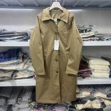 Elegant Four-Color Long Coat With Polo Collar And Single Button Closure. - 駝色 - 查看 9