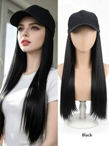 Gorra de béisbol con peluca sintética larga y recta/rizada - Gorra de peluca integrada de 26 pulgadas, protección solar 2 en 1, adecuada para mujeres, fiesta de Navidad y uso diario - Multicolor - Ver 13