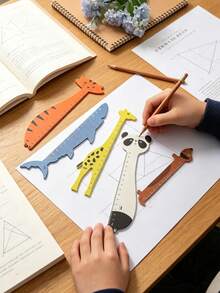 1pc Creative Cartoon Wooden Ruler Set, Teaching Aid Tool, Learning Measurement Tool, Panda, Giraffe, Crocodile, Brown Bear Cartoon Animal Shaped Ruler, Student Gift, Graduation Gift, Wooden Ruler, Suitable For Home, Classroom, Gift, Holiday Gift Decoration - Animal Rulers - View 9