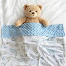 Manta de bebé de felpa con estampado de ballena de 30" X 40", suave y cómoda, unisex, diseño de doble capa con respaldo a lunares, estampado de globo aerostático de ballena azul - océano - Ver 4
