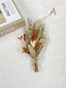 1/2/4/6/12支迷你仿真花花束，适合家居桌面摆件、派对蛋糕装饰、新郎伴郎胸花、波西米亚风男士婚礼派对装饰、新娘送礼佳品 - 橘色 - 查看 4