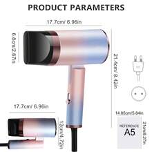 1pc Gradient Pink High Power Hair Dryer, Foldable, Portable For Travel, Create Smooth And Shiny Hair - Pink - View 8