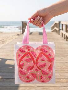 4/6/30pcs Beach Elements Non-Woven Fabric Gift Bags, Summer Holiday Style Tote Bags, Beach Party Storage Bags, Beach Travel Souvenir Bags, Outdoor Picnic Gift Packaging Bags, Beach Theme Party Favor Bags, Casual Holiday Portable Shopping Bags, Beach Style Decor Gift Bags, Holiday Party Giveaway Storage Bags, Durable Breathable Non-Woven Tote Bags With Beach Season Elements Printing - J-Multicolor - View 9