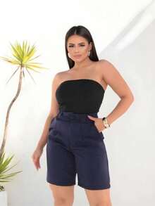 Women's Tailored Bermuda Shorts - Navy Blue - View 9