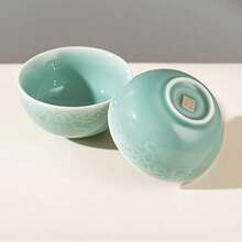 Juego de 2 Cuencos de Porcelana Verde de 45 Pulgadas Cuencos de arroz de celadón Longquan genuinos de 9 8 oz - Cian cielo - Ver 7