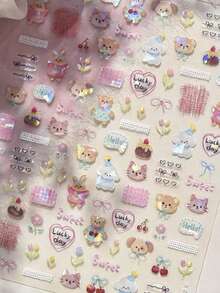 1 Piece Of DIY Decorative Sticker For Ins Style Phone, Featuring Elements Such As Cute Puppies, Bears, Bows, Flowers, Fruits, Etc. It Can Be Used For DIY Phone Cases, Keychains, Scrapbooks, Water Cups, Tablet Decorations, Etc., Easily Creating Exclusive Girl's Items To Decorate The Phone. It Is Applicable To All Types Of Phones. - Multicolor - View 4