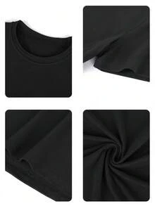 Camiseta de manga corta verde de 100% poliéster con diseño personalizado, texto "ALPHA" e impresión de logotipo minimalista, ropa casual transpirable para hombres, tela ligera, adecuada para - Negro - Ver 9