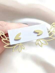 Set Anting-Anting Daun Berlapis Perak untuk Wanita, Bentuk Daun Laurel Berongga di Bagian Depan dan Belakang, Anting-Anting Elegan Minimalis Gaya Segar dengan Motif Tanaman, Perhiasan Tusuk, Hadiah. - sayap - View 1