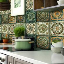 60pcs 10x10cm Bohemian Style Ceramic Tile Stickers, Customizable Pattern, Suitable For Living Room, Kitchen And Bedroom Wall Decor, PVC Wall Stickers For Home Decoration, Entryway And Wardrobe - Bohemian Style Kitchen Stickers - View 6