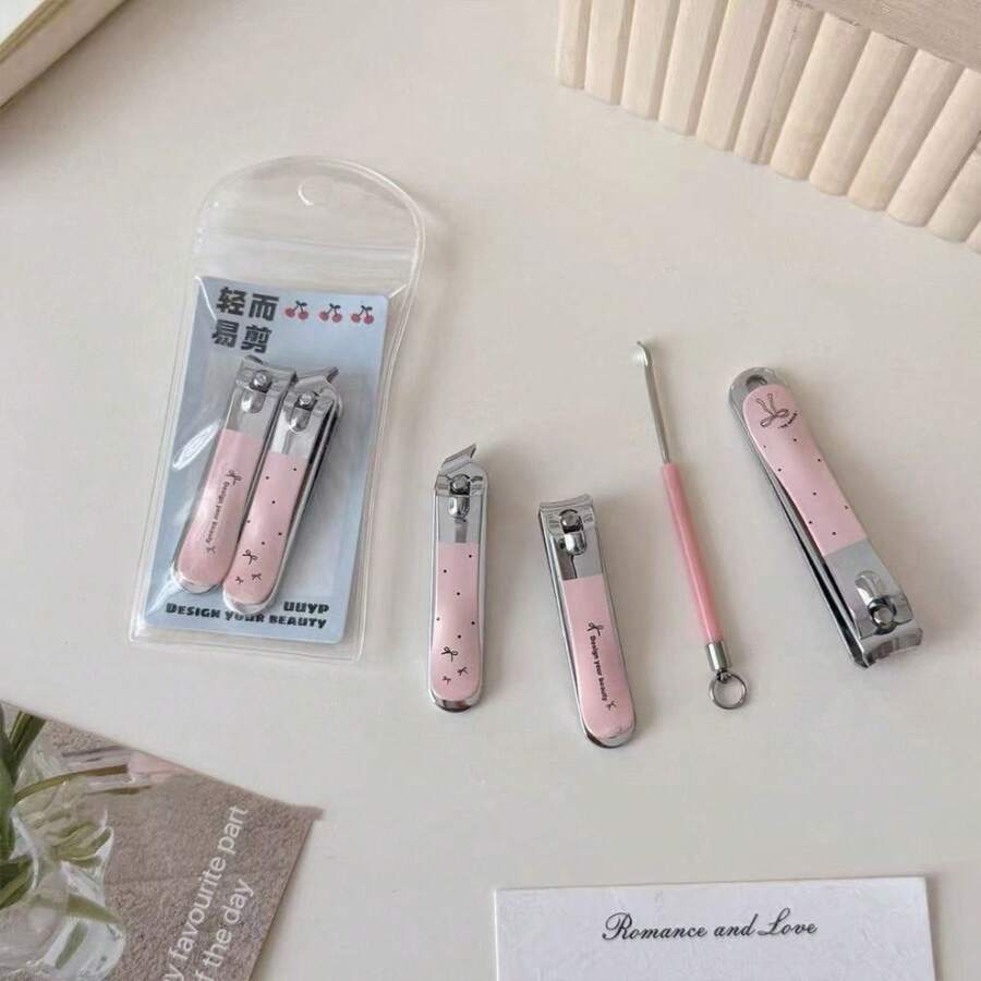 Bộ dụng cụ làm móng tay kiểu Hàn Quốc gồm 1 chiếc, kéo cắt móng tay màu hồng, dụng cụ lấy ráy tai, đồ dùng cầm tay tiện lợi cho gia đình và ký túc xá. - Nhiều màu - Xem 1