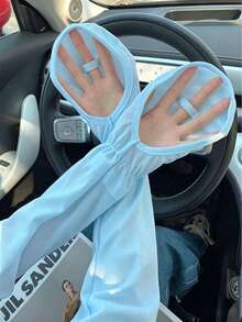 1 Pair Loose Comfortable UV Protection Arm Sleeves, Suitable For Driving And Cycling, Wholesale Ice Silk Sun Protection Arm Sleeves With Gloves, Women Sun Protection Arm Sleeves, Ice Silk Sun Protection Arm Sleeves - Grey - View 15