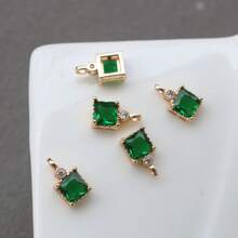1 chiếc/5 chiếc Mặt dây chuyền vuông khảm đá Zirconia siêu nhỏ tinh tế, dùng để tự làm bông tai, kẹp tóc, phụ kiện trang sức tua rua - Nhiều màu - Xem 15
