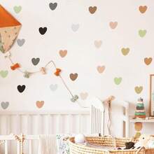 1pc 20x30 Muted Tone Heart Wall Sticker, Minimalist Polka Dot Heart Shape Bedroom Wall Decor, Self-Adhesive Removable - Multicolor - View 7
