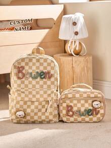 Personalized Kids Backpack And Lunch Box Set Customized Embroidered Name Cute Animal Pendant Back To School Gift Birthday Box Gift - Multicolor - View 2