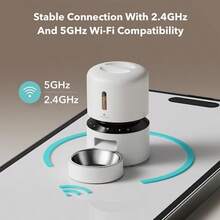 Dispensador automático de Alimentos para Gatos 5G WiFi alimentador para Mascotas con preservación de la frescura comederos para Gatos cronometrados para Alimentos Secos hasta 48 porciones - como en la imagen - Ver 5