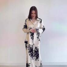 Modern Design Skirt Suit With Satin Print, Spring 2026 - Image Color - View 3