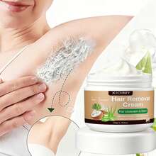 Xioimy 一次性使用、長效光滑 6 個月，50g 椰香除毛霜，快速溫和無痛，適用於胸部、腿部與手臂，瞬間除毛，半永久光滑且無殘留 - 膏狀 - 查看 4