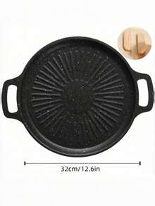 Round Nonstick Grill Pan With Wooden Handle, Grease Drainage Groove Design, Durable And Even Heating, Detachable Heat-Resistant Handle, Suitable For All Stoves, Great For Korean BBQ, Grilling, Pancakes, Home And Outdoor Cooking - Sunflower Baking Pan - View 5