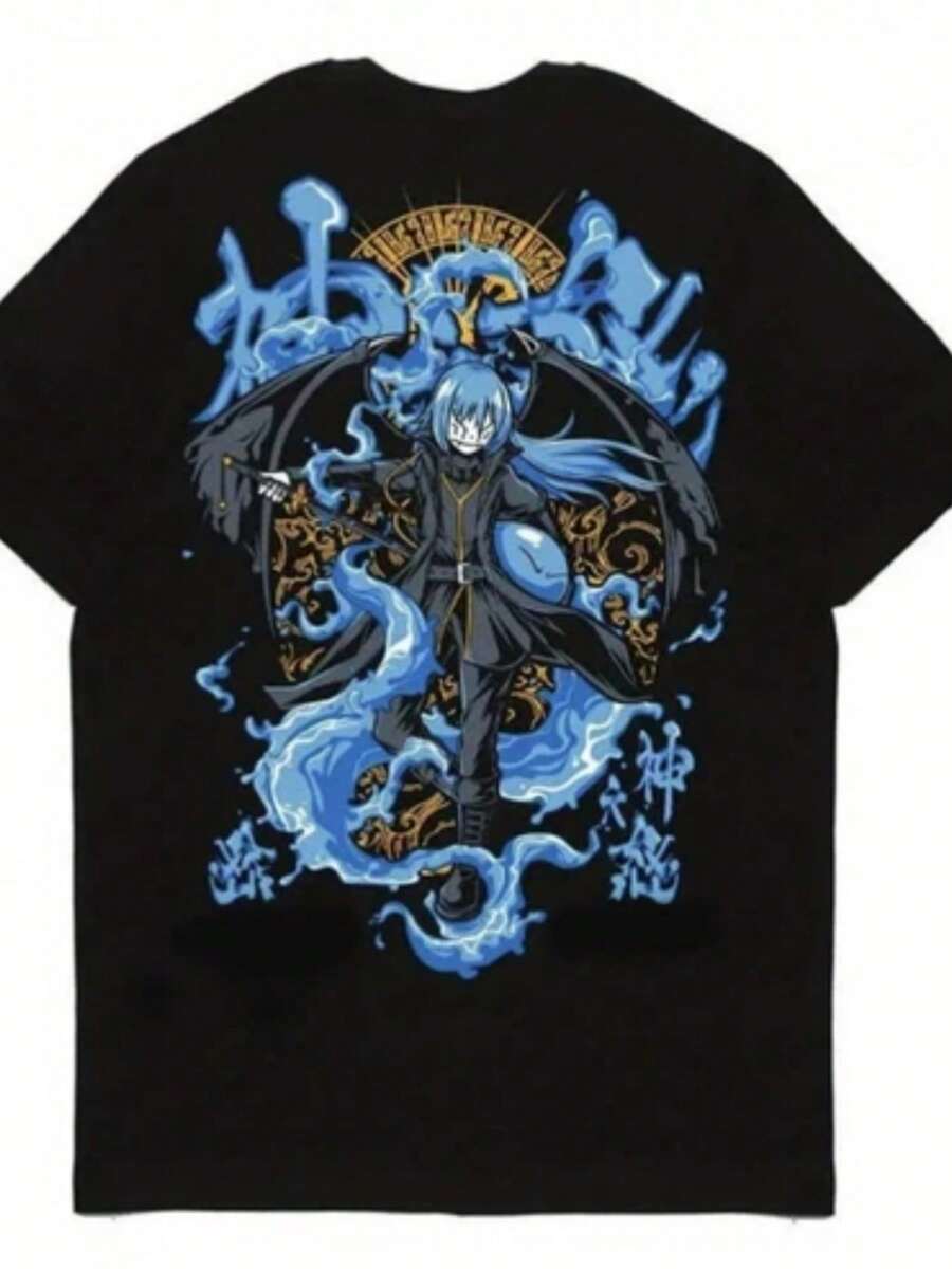 Anime Rimuru Riding Ranga That Time I Got Reincarnated T-SHIRT Unisex 3 - màu đen - Xem 1