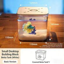 1pc Creative Non-Slip Betta Fish Tank, Small Decorative Plastic Aquarium, Minimalist Goldfish Bowl, Thickened Desktop Decor Fish Tank, Small Animal Breeding Container - Multicolor - View 13