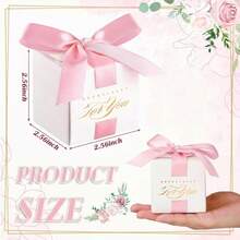 20个婚礼回礼盒，尺寸2.5 x 2.5 x 2.5英寸，迷你小礼盒，可装糖果，带丝带，婚礼纪念品，感谢宾客，新娘送礼会回礼（金色） - 禮品盒 - 查看 3
