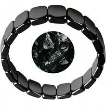1pc Hematite Bracelet For Men Woman, Naturally Healing Stone Beaded Bracelets Adjustable Elastic Stretch Bracelets Protection Bracelet Stylish Restore Confidence Inspirational Jewelry(19/20/21pcs Beads Randomly Shipped) - màu đen - Xem 7