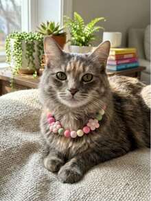 Cute Multicolor Pet Silicone Bead Collar Necklace, Peach Cream Multicolor Dog Collar, Cat Flower Cute Necklace, Flower Silicone Bead Beaded Dog Necklace, 3D Flower Silicone Bead Pet Necklace, Pet Birthday Gift, Pet Photography Prop, Pet Cute Necklace Pet Accessories, Pet Supplies - Multicolor - View 5