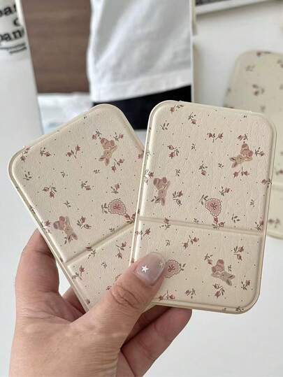 1pc Cute Retro Rose Rabbit Folding Mirror, Ins Style Pocket Makeup Mirror, Portable Mini Makeup Mirror For Summer Travel