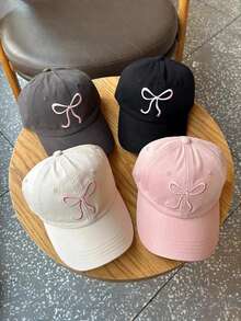 1 pieza Gorra de béisbol con decoración de lazo para protección solar para mujeres, sombrero de sol lavable para uso diario, al aire libre, viajes, regalo, accesorio de moda, protección UV, adecuado para todas las estaciones, playa, festival - Multicolor - Ver 2