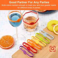 Round + Floral Style Reusable Silicone Drink Markers - Food , Vibrant Glass Labels, Suitable For Soda, Juice And Other Beverages, Durable And Dishwasher , Perfect For Weddings And Social Events (Random Color) - Multicolor - View 7