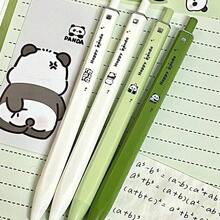 8支/組可愛熊貓伸縮式圓珠筆，綠色與白色卡通書寫筆，日系動物文具，適用於學校、辦公室、學習筆記、日記、計畫本、桌面用品，開學學生禮物 - 方形 - 查看 1