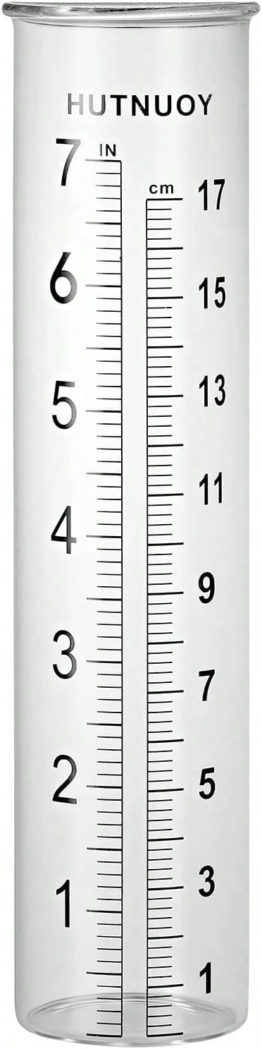 HUTNUOY 7" Capacity Rain Gauge Replacement Tube Glass For Outdoor Garden Yard Home, Lip Design, Best Rated, Easy To Read (1 Pcs) - ColorA - View 1