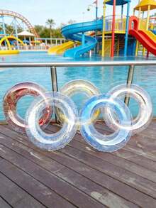 Transparent Sequin Inflatable Swimming Ring, Thick PVC Crystal Swimming Ring Armpit Float Ring, Transparent Cute Armpit Float Ring Suitable For Adults, Applicable For Beach, Swimming Pool And Party - Multiple Styles - View 6