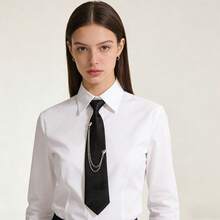 1pc Fashion Shiny Crystal Cross Detachable Solid Color Tie, Suitable For Daily Business And Casual Wear,Festival,Graduation Gift - Cross - View 4