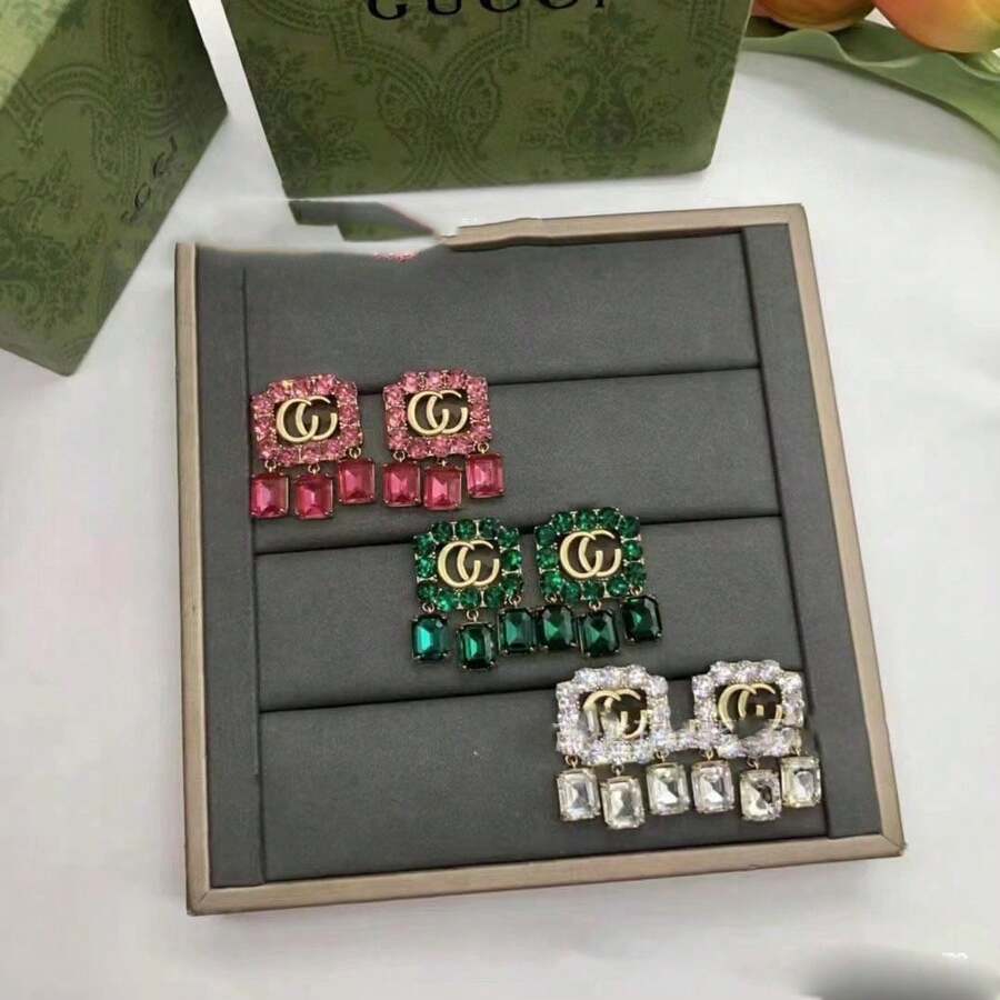 G Family Earrings / Gu Family Letter Colored Diamond Stud Earrings, Retro Minimalist Internet Celebrity Same Style Earrings Manufacturer - Nhiều màu - Xem 1