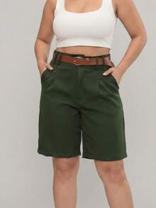 Women's Tailored Bermuda Shorts - Army Green - View 11