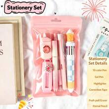 1 Set de 6 Piezas Juego de Papelería Portátil, Herramientas de Escritura Resistentes y Compactas, Ligeras para Estudiantes y Personal de Oficina, Excelentes Suministros Diarios y Regalos de Vacaciones - juego de papelería - Ver 6