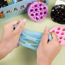 1Pc Glitter Coal Ball Squishy Toy, Soft Squeeze Stress Ball With Holes, Cute Fidget Toy Anxiety Relief, Adults - Black - View 3