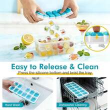NFK - Ice - Block - Storage Box And Container Set - 4 Packs Of 56 Stackable Silicone - Ice - Block - Trays, Suitable For Refrigerators, Equipped With Storage Containers, Leak-Proof Lids, And Made Of Material, Convenient For Use In Kitchens, Campers, Parties, Cocktails And Coffee. - Multicolor - View 9
