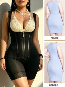 Purple Bustier Shapewear Bodysuit – Colombian Faja With Adjustable Shoulder Straps & Anti-Slip Leg Openings, Zipper+Hook Dual Compression, 9-Bone High Support Girdle, Open Crotch – Perfect For Daily Wear, Post-Surgery Recovery, Special Occasions & Parties - 彩色 - 查看 5