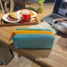 A Random Color A Jelly-Like Stationery Storage Bag!Dopamine Pencil Case, Simple Solid Color Ins Durable Storage Bag, Can Stand Upright Without Collapsing, Large Capacity Daily Stationery Box, Back-To-School Season Gift, School Event Gift, Large Zipper Pencil Case, Can Also Be Used As A Cosmetic Storage Bag, Practical Gift Bag For Girls - 藍色茶凍 - 查看 14