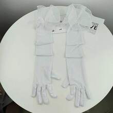 Lace Pearl Black Silk Perspective Wedding Dress Long Gloves Women Sunscreen Sleeves Summer Outdoor Driving Mittens - Ngọc trai trắng - Xem 10