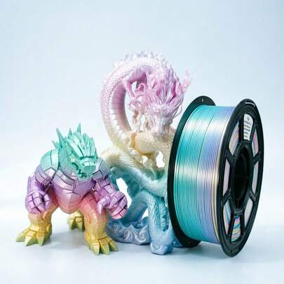 1kg/2.2lbs Sợi nhựa PLA+ PLA PLUS nâng cấp hình Macaron cầu vồng lụa 3D, đường kính 1.75mm +/- 0.02mm, 4 màu chuyển sắc, sợi nhựa in 3D đổi màu nhiều màu cho máy in 3D FDM.