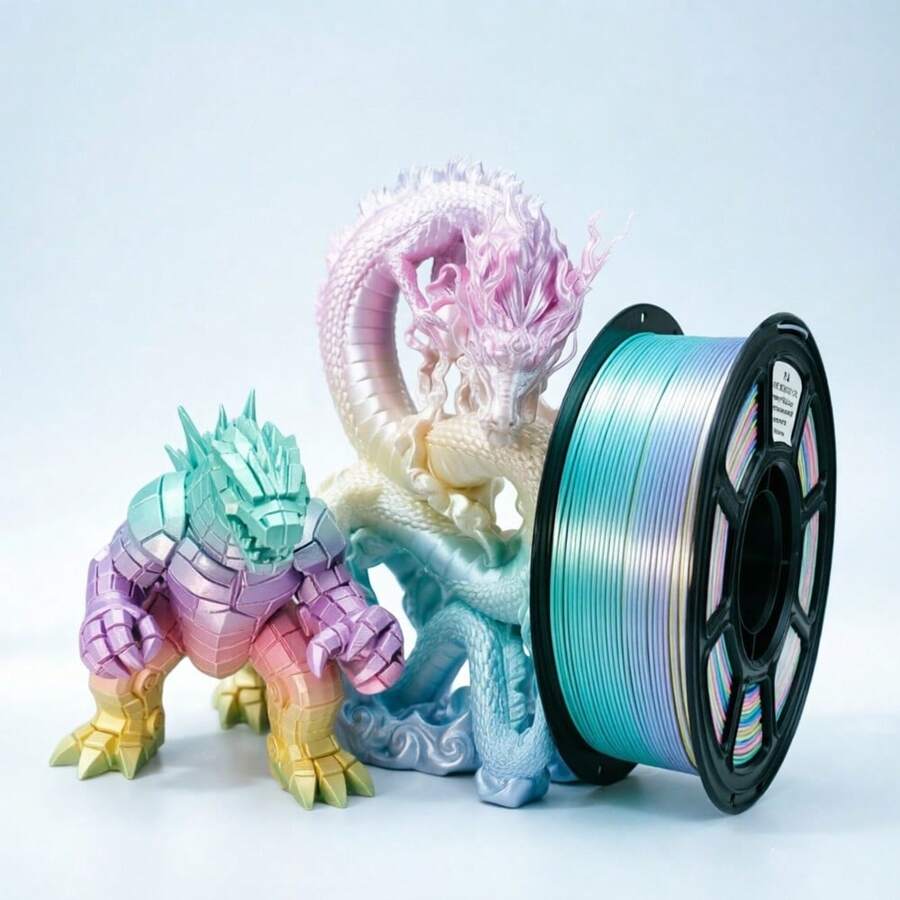 1kg/2.2lbs Sợi nhựa PLA+ PLA PLUS nâng cấp hình Macaron cầu vồng lụa 3D, đường kính 1.75mm +/- 0.02mm, 4 màu chuyển sắc, sợi nhựa in 3D đổi màu nhiều màu cho máy in 3D FDM. - Xem 1
