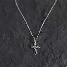 1 chiếc dây chuyền mặt thánh giá bằng thép không gỉ, dây chuyền choker thánh giá thắt nút dành cho nữ, trang sức thời trang phong cách tôn giáo, quà tặng chống oxy hóa. - hình học - Xem 5