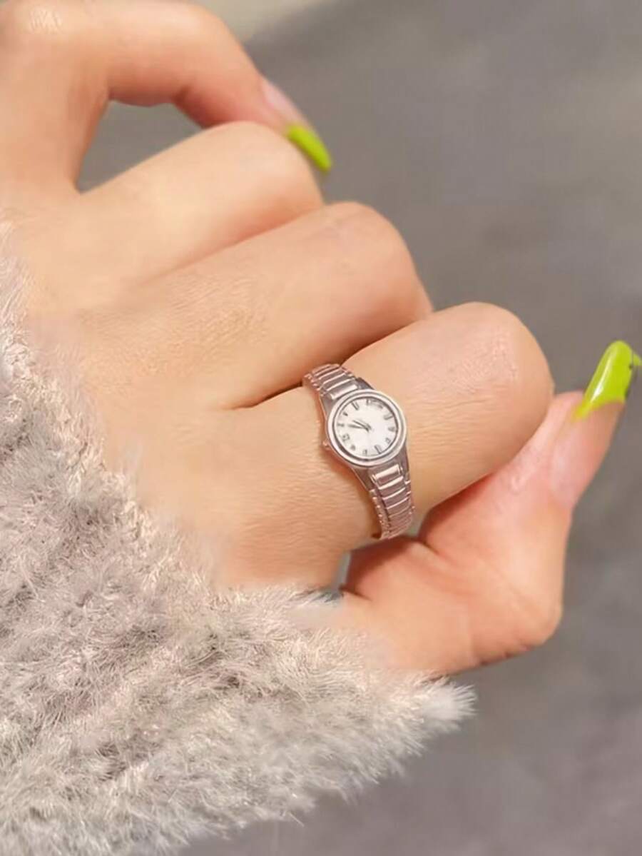 Mẫu mới về: Nhẫn đồng hồ tĩnh, kiểu dáng tối giản sang trọng theo phong cách Châu Âu và Mỹ, quà tặng lý tưởng cho mẹ/bạn bè. - Bạc - Xem 1