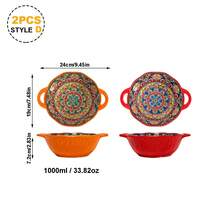 Bộ 2 bát súp gốm sứ kiểu Bohemia hai quai, bát súp lớn sáng tạo dùng trong gia đình, bát mì ramen, bát salad trái cây chất lượng cao. - sự kết hợp - Xem 13
