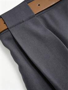 Quần ống rộng cạp cao dáng suông cho nữ, quần lửng ống đứng, đa năng cho mùa xuân/hè. - Màu xám đen - Xem 3